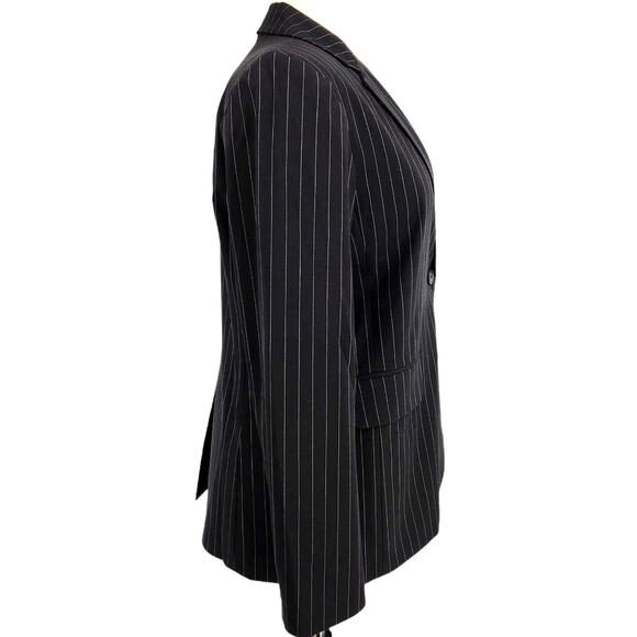 Norma Kamali Black Single Breasted Pinstripe Blazer Size 18 - Picture 5 of 5